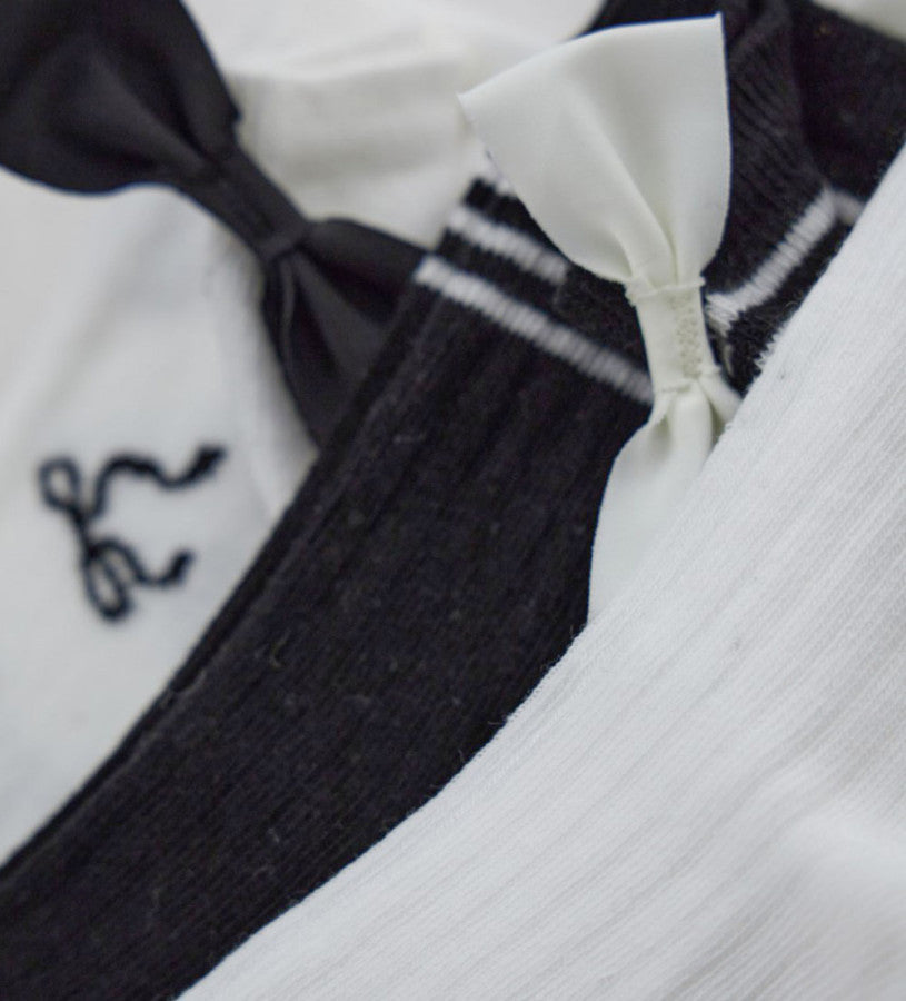 Tri-pack socks with bow