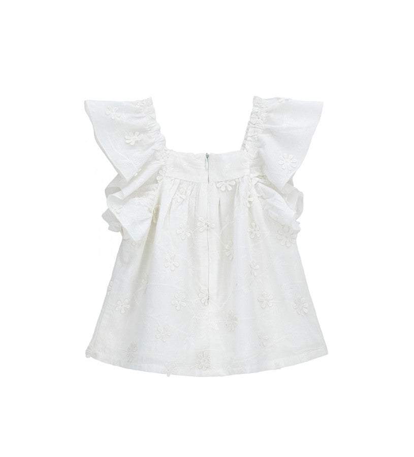 Blouse with frills