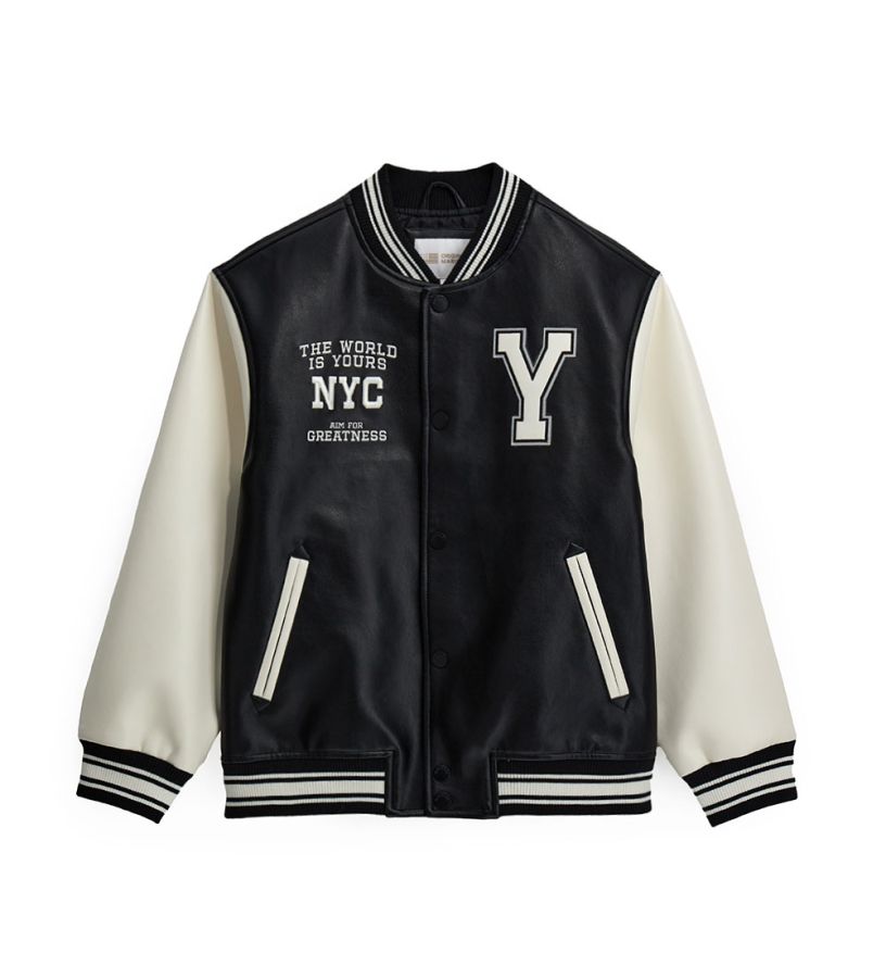 Faux leather bomber