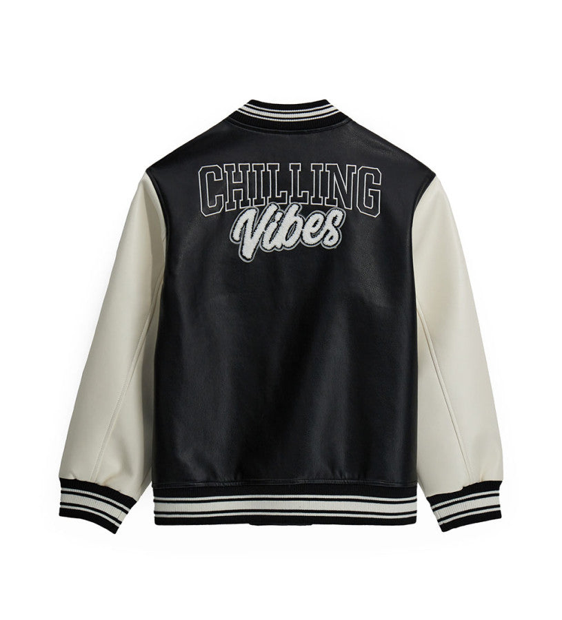 Faux leather bomber
