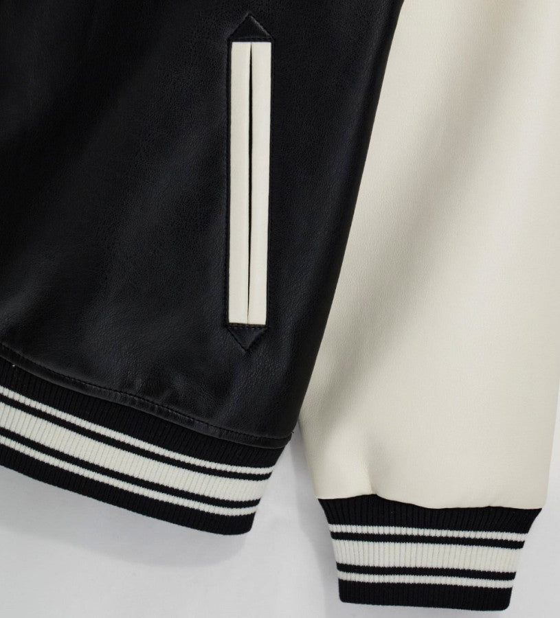 Faux leather bomber