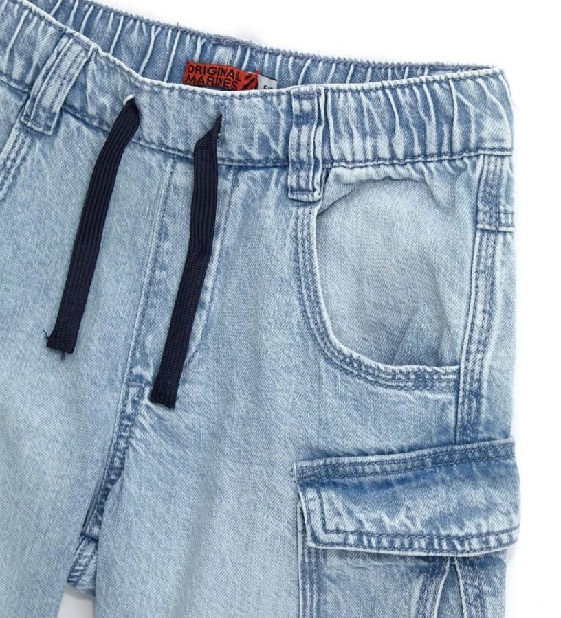 Cotton denim bermuda shorts