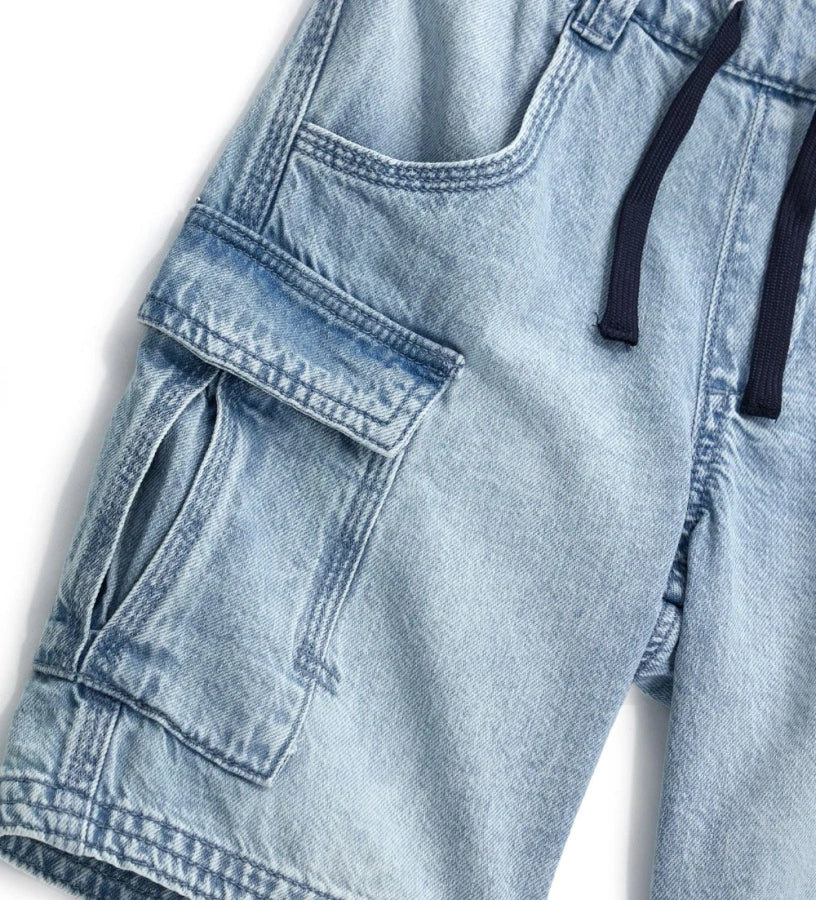 Cotton denim bermuda shorts