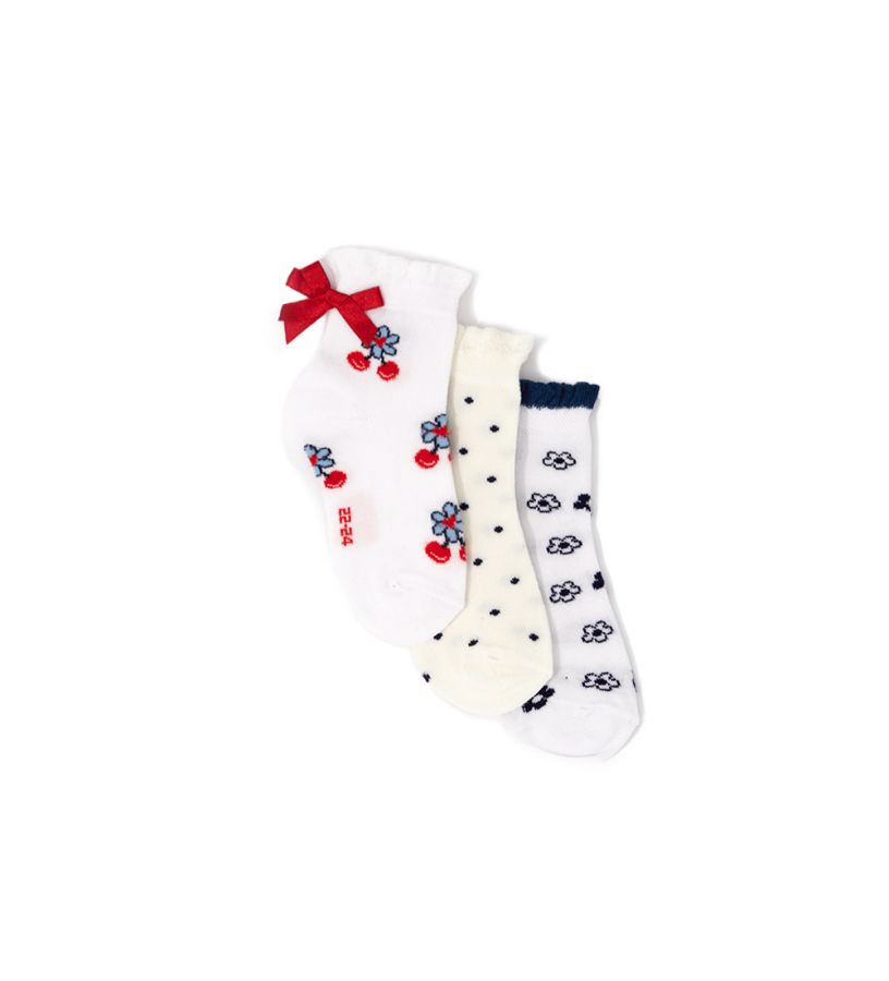 Tri-pack socks with bow