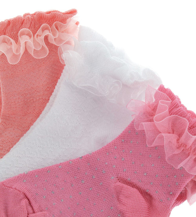 Tri-pack socks with ruffles