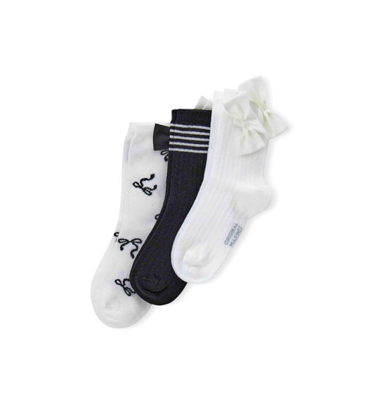 Tri-pack socks with bow