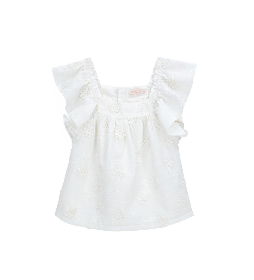Blouse with frills