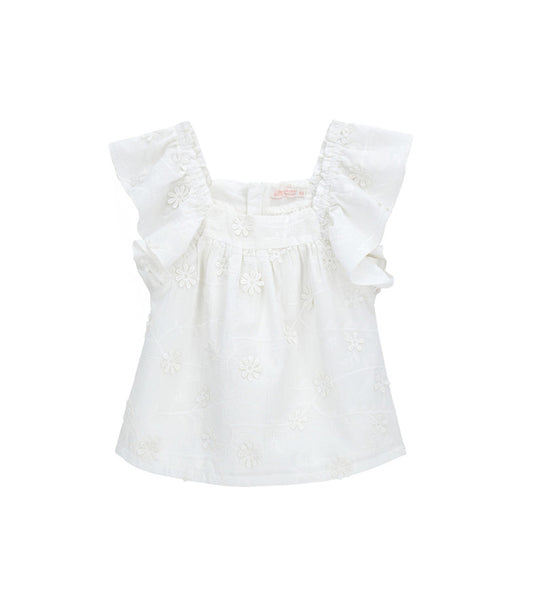Blouse with frills
