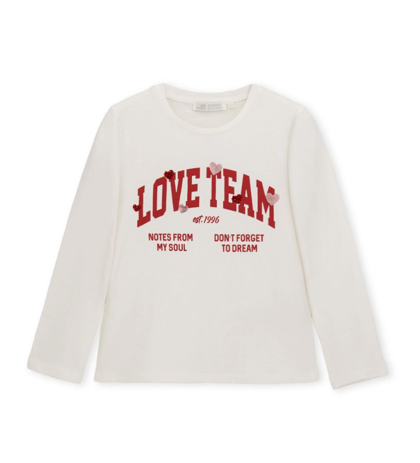 T-shirt with print and rhinestone