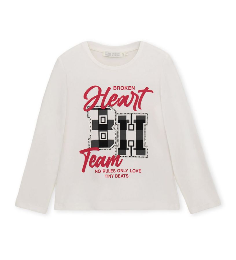 T-shirt with print and rhinestone