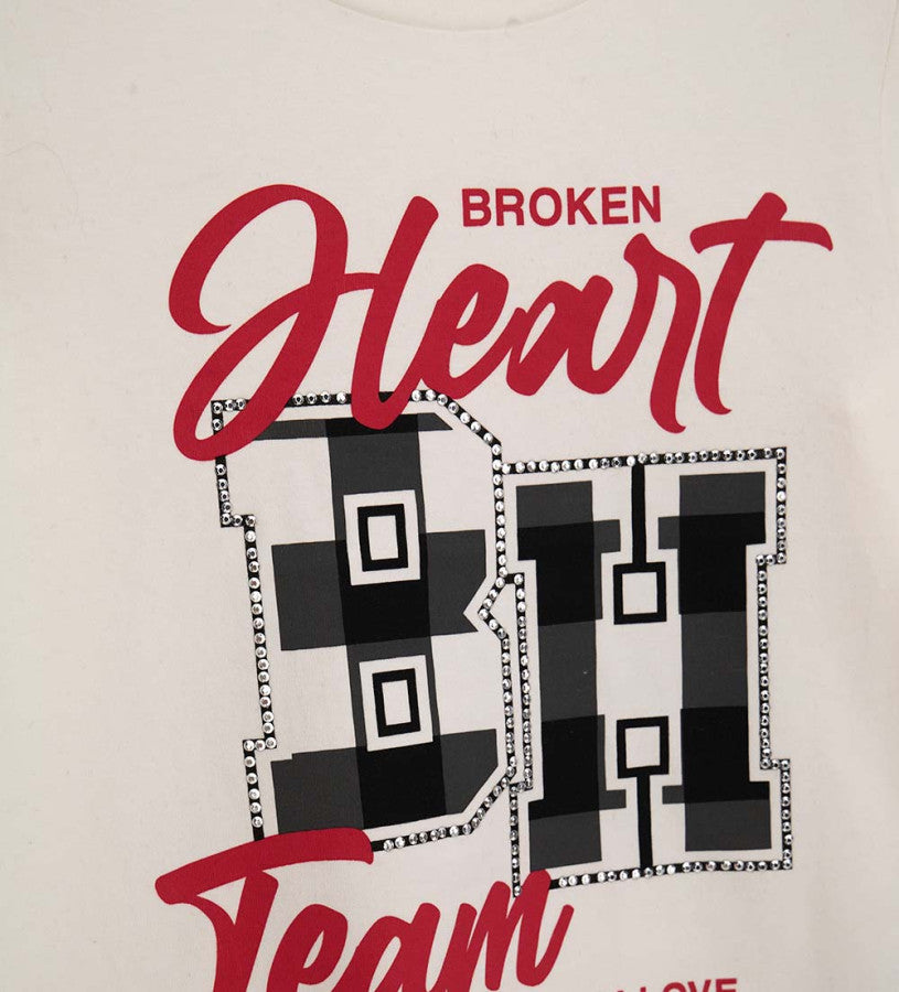 T-shirt with print and rhinestone
