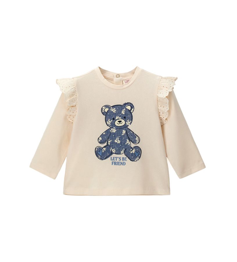 T-shirt with teddy bear and ruffles